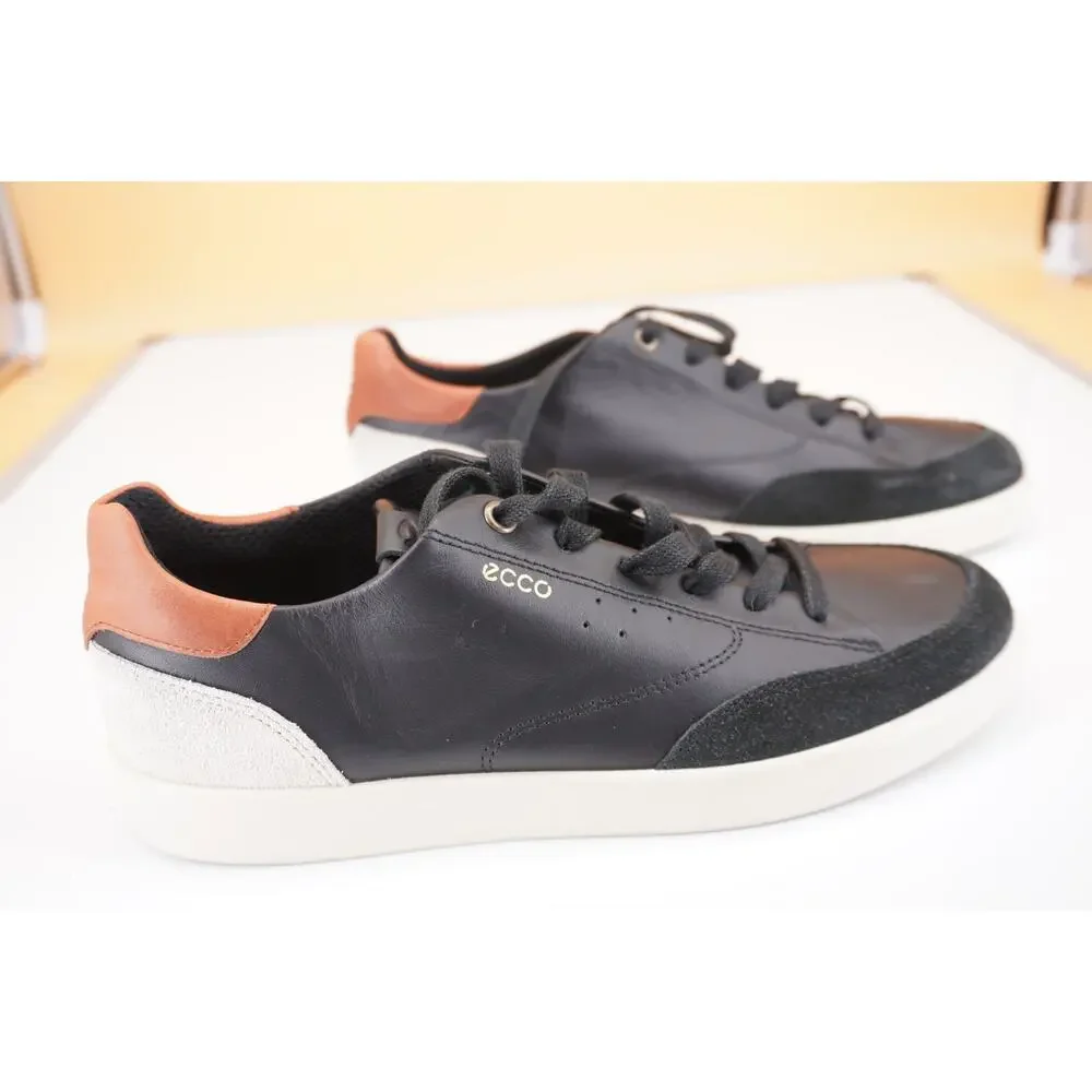 Ecco Womens Street Lite Luxe Leather Sneakers S Z 9 / 9.5 Black Brown Low Top